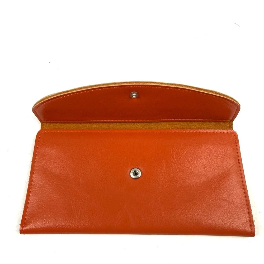 Mongolian Leather‎ Wallet Handmade Burnt Orange Leather Organizer Trifold New